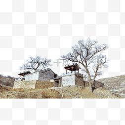 内蒙古山村小庙冬季景观