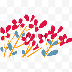红色手绘小清新花朵PNG素材