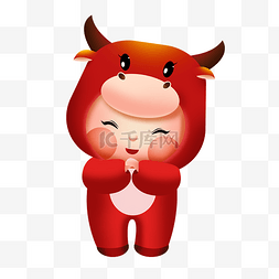 牛年萌牛头套福娃红