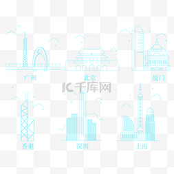 国家图标图片_线性城市图标