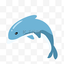 蓝色跳跃海豚插画
