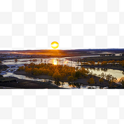 夕阳风景素材图片_内蒙古草原黑山头日落风景