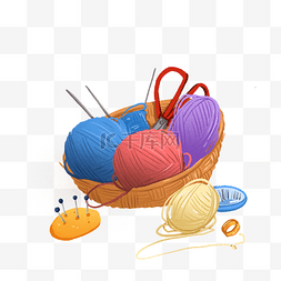 可爱的温馨的图片_母亲节之毛线球和针线篮