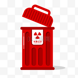 红色垃圾图片_卡通红色有害垃圾桶