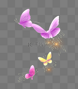 紫色蝴蝶黄色蝴蝶光效