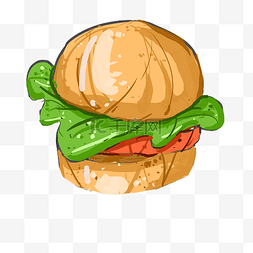 汉堡小吃图片_快餐小吃汉堡插画