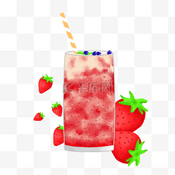 草莓汁图片_加冰草莓汁