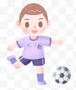 卡通踢足球的男孩图片_踢足球的体育运动员插画