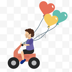 儿童节骑着气球车辆的男孩插画