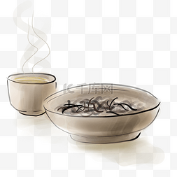 古风茶叶和茶杯