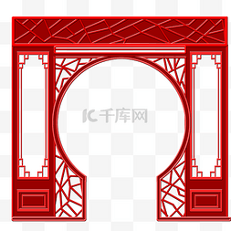 圆形加速图片_中式花纹红色写实拱门