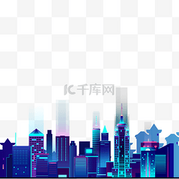 科技蓝色建筑图片_卡通蓝色的建筑城市