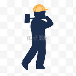 砖工人图片_卡通人物带黄帽子的工人
