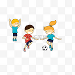 一群踢足球的小孩免扣图