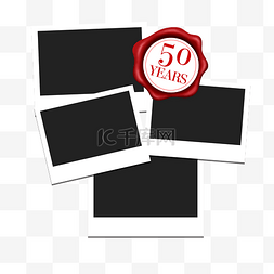 50红色图片_黑色组合相框50周年蜡封元素