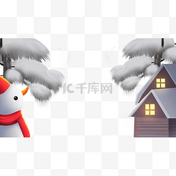 树木雪人图片_冬季积雪树木雪人