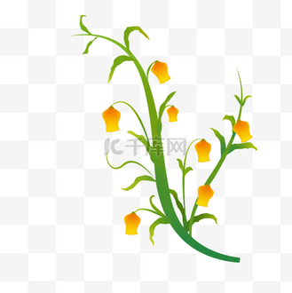 黄色花朵藤蔓图片素材_黄色花朵花藤插画