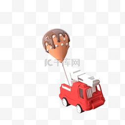 红色小车托着小气球