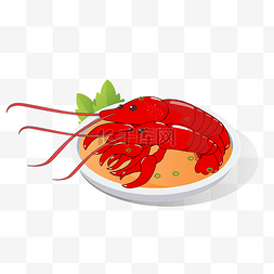 红色卡通小龙虾图片_美味的小龙虾