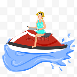 女生图片_开摩托艇穿梭海洋的女生