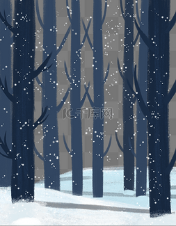 an树林素材图片_冬季积雪雪地树林下雪
