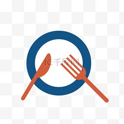 叉子适量图图片_矢量扁平风碗筷餐具叉子