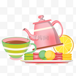 茶壶杯子甜点组合