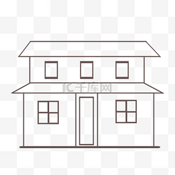 线描稿房子图片_线描二层小楼