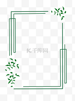 绿色树叶线性几何装饰边框