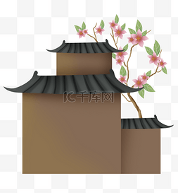 建筑桃花古风提示框