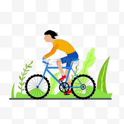 飞盘运动logo图片_手绘男生户外运动自行车免扣扁平