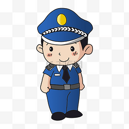 执勤中的警察手绘卡通