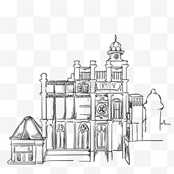 欧洲宫廷柱子图片_线描欧洲建筑