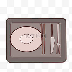 卡通盘子筷子图片_精致的烧烤餐具插画