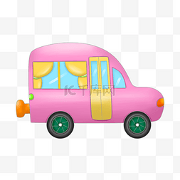 粉色的小汽车插画