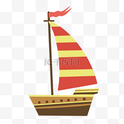 简洁海上小帆船插画