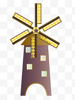 风车建筑装饰插画