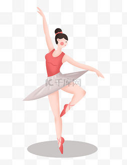 穿红裙子图片_舞蹈人物学习芭蕾女孩