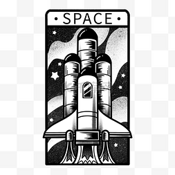 宇航员主题太空火箭贴纸