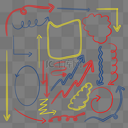 手绘箭头对话框图片_手绘彩色线条箭头线条