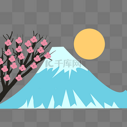 樱花树和富士山