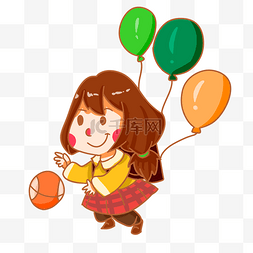 儿童节气球女孩手绘