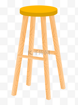 椅子座位图片_黄色的圆凳椅子插画