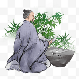 文人吃药图片_古代文人水墨人物