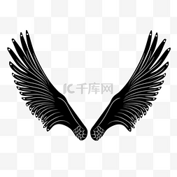天使简约图片_手绘黑色简约线条装饰翅膀