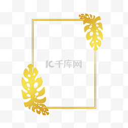 简约金色线框图片_金色植物简约边框