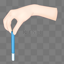 蓝色的手势图片_手提铅笔的手势插画