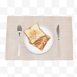 垫子餐垫图片_米色餐垫上的三明治