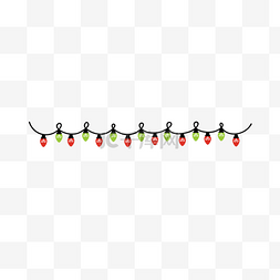 圣诞节元素素材库图片_绿红手绘风格黑线单排圣诞尖头彩