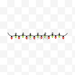 手绘圣诞灯饰图片_绿红手绘风格黑线单排圣诞尖头彩